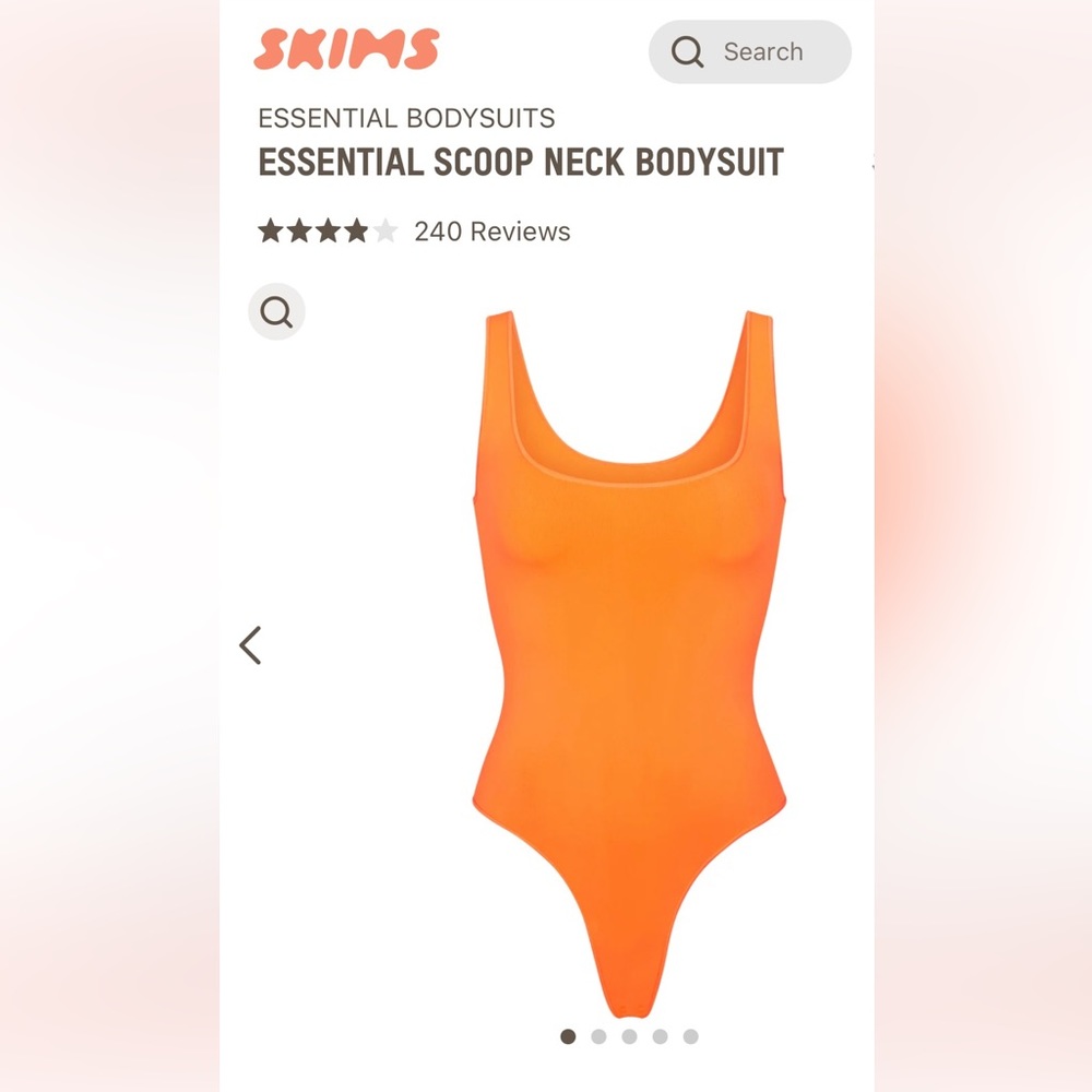 NWT SKIMS essential scoop neck bodysuit in limited edition orange highlighter